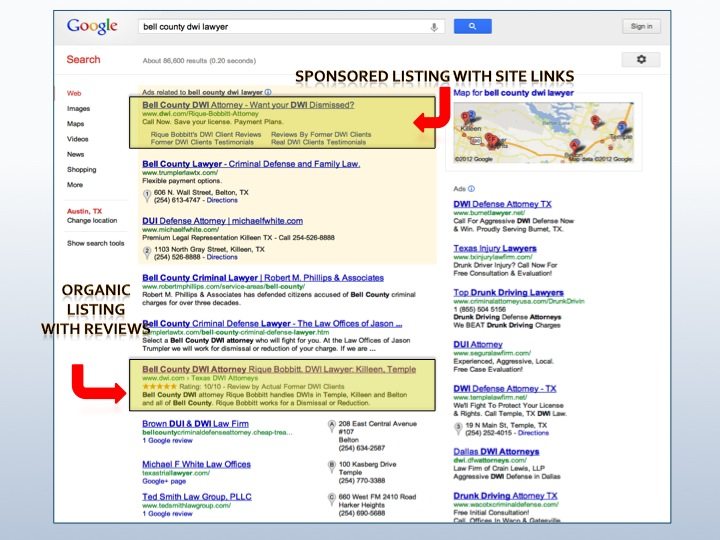 Organic Listings with Reviews
